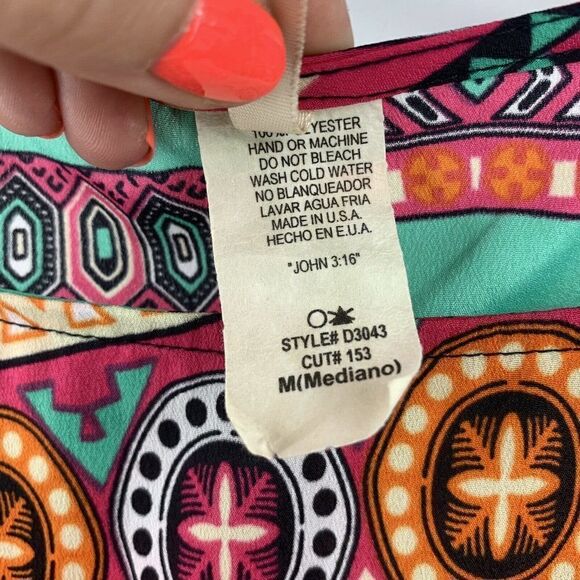 Bellamie Colorful Aztec Shift Dress 3/4 Sleeves M - Picture 5 of 5